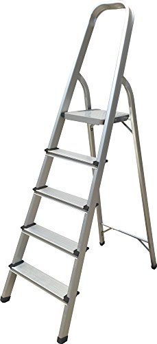 Hyfive Aluminium 5 Stehleiter mit rutschfeste Trittstufen aus leichtem Aluminium EN 131