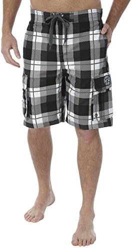 Tonga Mens Swimshorts Black Check XXL