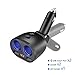 Price comparison product image Rocketek USB Car Charger Splitter Adapter, 2 Socket Cigarette Lighter Multi Power Outlet 12V/24V 80W DC with LED Voltmeter Switch Dual USB Port for Mobile Phone Tablet GPS Dash Cam Samsung Tomtom