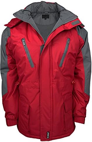 Rockface Heavy Waterproof Fully Fleece Lined Skiing Winter Jacket Cargo Press Stud Pockets with Thermal Padded Storm Hood Tapered Seams Full Zip Coat Top Outdoor Warm Snow Windproof