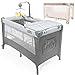 Produktbild all Kids united Baby Reisebett Deluxe - Babycenter Kinderreisebett Kinderbett mit Wickelauflage und Mobile; Grau