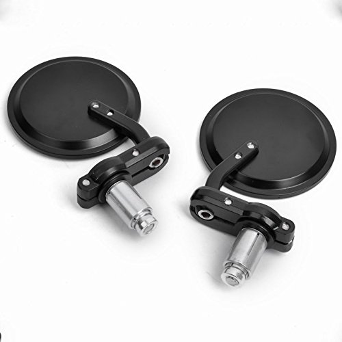Paar Lenkerendenspiegel Rund Seitenspiegel Motorrad Rückspiegel für 7/8 22mm Universal Schwarz