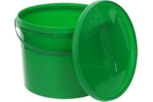 ‎BENBOW BenBow Eimer mit Deckel 10l grün 10x 10 Liter - lebensmittelecht, stabil, luftdicht, auslaufsicher, geruchsneutral - Aufbewahrungsbehälter aus Kunststoff, mit Henkel - leer