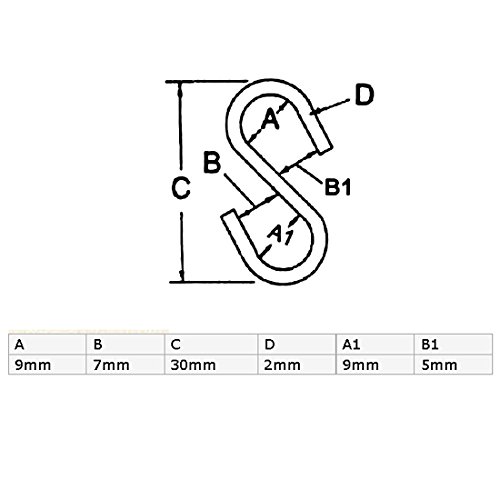 2mm Dicke 201 Edelstahl S förmig Haken Halter Aufhänger 10 stk Silber S-Haken - 2