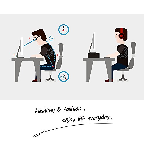 Fitueyes Monitorständer aus Holz platzsparendes Design mit zwei Stufen Stauraum schwarz 54×25.4x14cm DT205401WB - 6