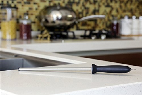 IPEGTOP Diamant Wetzstahl, 38cm Oval Wetzstähle Messerschärfer für Küchenmessern Köche, Messerschleifstab Schärfstab - 4