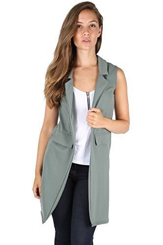 Oops Outlet Be Jealous Womens Ladies Tuxedo Collared Sleeveless Mock Pockets Open Front Blazer Waistcoat Jacket Duster Coat