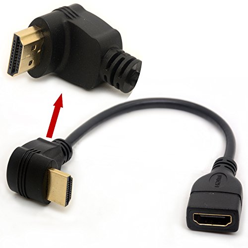 90 Grad HDMI Kabel Rechtwinkliges HDMI Verlängerungskabel Stecker auf Buchse Adapter mit Ethernet Unterstützt Auflösungen 4K UHD 3D für HDTV TFT LCD Monitore 20 cm (90 Deg)