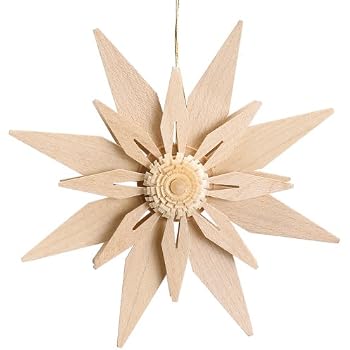 Rudolphs Schatzkiste Weihnachtsbaum-Anhänger Aus Holz – Roter Stern Mit Filigranarbeit, 9 Cm