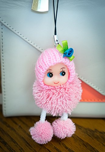 Cute Baby Pink Snug Cozy Doll Wool Pompom Toy Charm Keyring Keychain Key  Chain Soft Fluffy Cotton Knit Hat Gem D Dung D-Dung Sweet Unusual Innocent