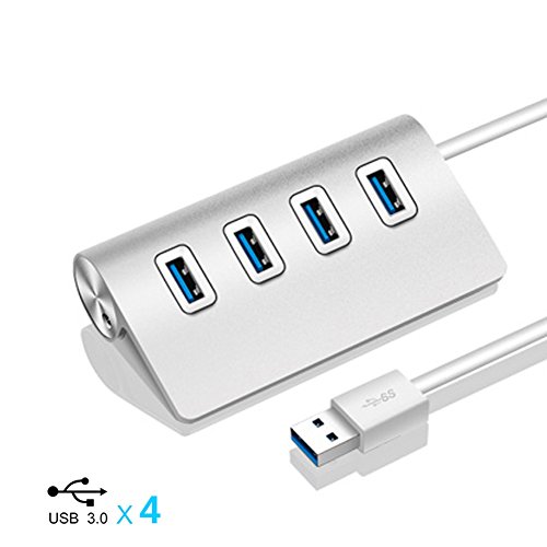 USB 3.0 4-Port Hub Compact ULTRICS @ Aluminiumgehäuse, geschirmtes Kabel mit 5 Gbps Übertragungsgeschwindigkeit für iMac, MacBook Air, MacBook Pro, MacBook, Mac Mini, PCs und Notebooks