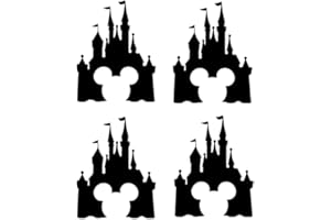 HATCHERABILIA Pack of 6 Fairytale Castle with Mouse Face Mickey Inspired Novelty Decal (Black, 10cm x 7.5cm)