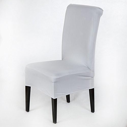 Set of 2 Removable Short Stretch Spandex Dining Chair Slipcovers Protector, Super Fit Banquet Chair Seat Cover for Hotel and Wedding Ceremony, Washable(Smoky Gray)