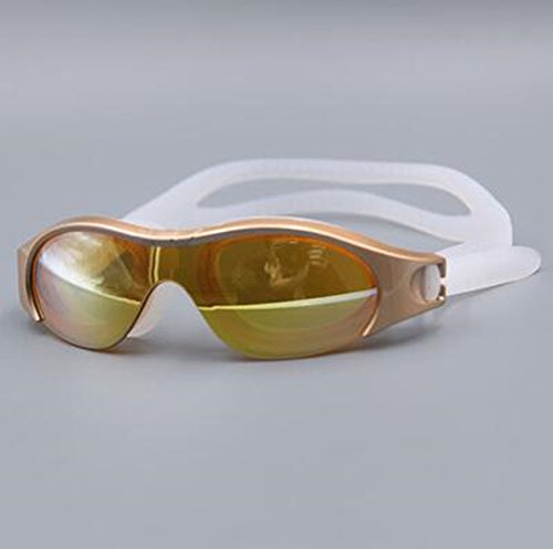 HMJ Swimming Goggles Waterproof Silica Gel PC （ Gold ）