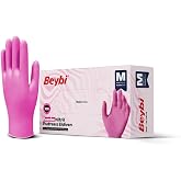 Beybi Pudrasız Pembe Nitril Eldiven XS Beden - 100'l&uuml;k Kutu