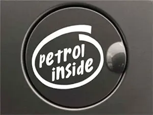 ISEE 360 Petrol Inside Decal/Die Cut Water Resistance Sticker for Car Fuel Lid (White)