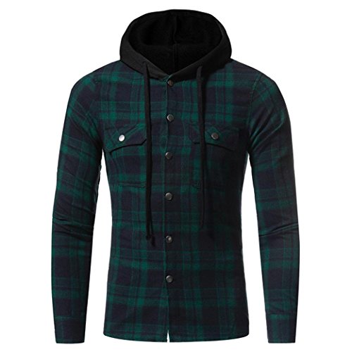 Preisvergleich Produktbild Sannysis Warme Sweatshirt Hoodie Kapuzenpullover Herren Herbst Winter Langarm Plaid Kapuzen Shirt Top Bluse (Grün, L)