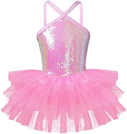 Freebily Kids Girls Sequins Ballet Dance Tutu Dress Gymnastic Leotard Skirt Fancy Fairy Costumes