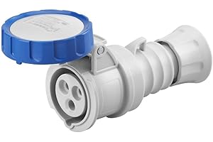 Gewiss GW62026H Low Voltage Screw Wiring Straight Connector, High Performance, IP66/IP67/IP68/IP69, 6 Reference, 2P+E Pole, 200V-250V, 16 A, 50 Hz/60 Hz, Blue