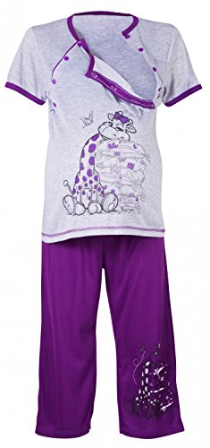 Happy Mama Women's Maternity Nursing Breastfeeding Pyjamas Nightwear. 202p (Purple, UK 8)