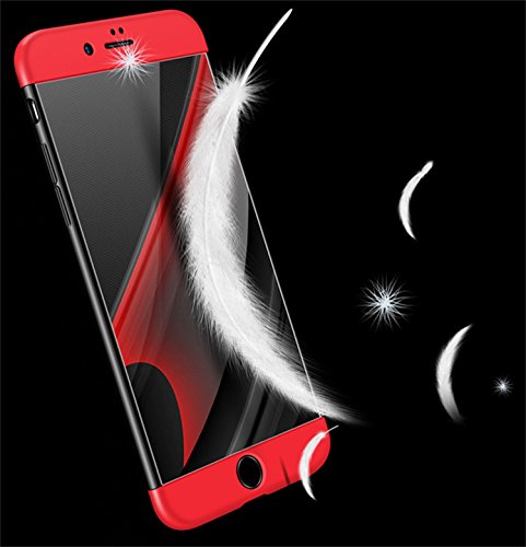 iPhone 6 Hülle, Aostar 3 in 1 Ultra Dünner PC Harte Case 360 Grad Ganzkörper Schützend Handyhülle Case Cover Bumper Schutzhülle Vollschutz Schale für iPhone 6/6s (iPhone 6/6s, Schwarz+Rot) - 5