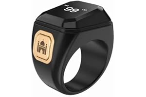 ILARK Bague Intelligente connectée Tasbih, Anneau Portable, Compteur Intelligent pour Musulmans, prière Tasbih numérique Zikr, iQIBLA Hommes, Femmes, Noir (18)