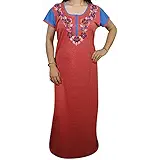 Indiatrendzs Women Hosiery Nighty Neck Embroidered Nightwear 42"
