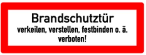 H.Klar Aufkleber Brandschutztür verkeilen, verstellen, festbinden o.ä. verboten! 74x210mm