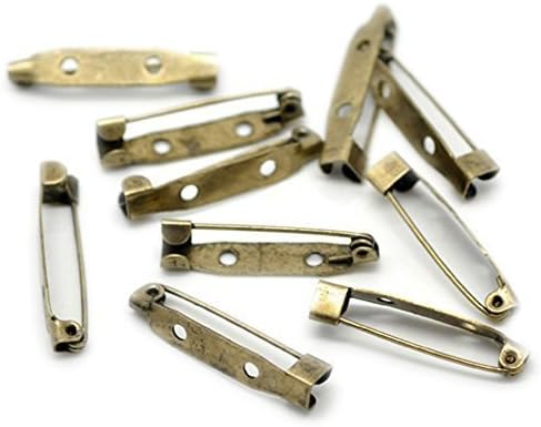 15260 Pack of 5 Brooch Blanks - Assorted Colours and Sizes - Antikbronze - 31x6mm