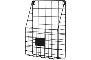 FülleMore Metall Zeitschriftensammler Zeitungshalter Wandmotage Magazinhalter Wandregal Tisch Zeitungsständer Bücherregal Dokumenten Aufbewahrung Organizer (Schwarz)