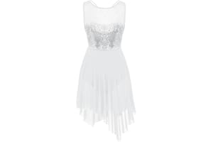 iiniim Maillot Espalda Cruzada Malla Lentejuelas Brillante Vestido de Danza Ballet Baile Mujer Leotardo Gimnasia Clásico Body Adulto Mono Bodysuit Ropa Traje Fiesta Actuación