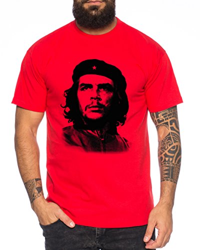 WhyKiki Che T-Shirt da Uomo Cuba Rivoluzione Guevara Che Guevara Maglietta da Uomo Cuba Comandante, Farbe2:Rot;Größe2:Large