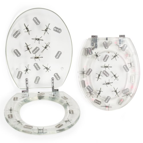 TecTake LED Toilettendeckel Toilettensitz WC Brille Sitz Klobrille Stacheldraht 10 LED rot - 3