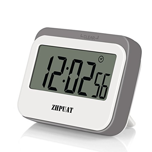 ZHPUAT Magnetischer Kurzzeitmesser Timer mit Schutzhülle aus Silikon Küchentimer Top Qualität Hochwertig Countdown/up macht Pünktlich Metallfarbe Hellgrau