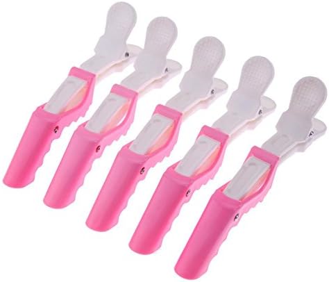 Domybest 5pcs Hairdressing Duckbill Crocodile Hairpins Hair Clips Salon Styling Tool (White+Pink)