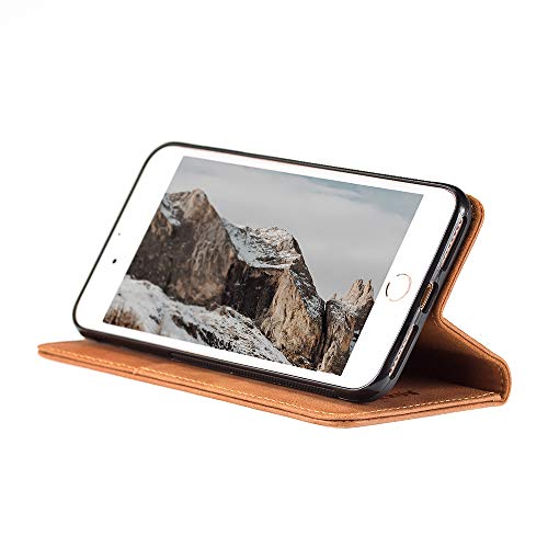 Funda iPhone 8 Plus   iPhone 7 Plus  Genuina Funda De Piel  Con Funci  n Stand Para El iPhone 8 Plus   iPhone 7 Plus  Dise  o Delgado  Ranuras Para Tarjeta  Ranuras Para Billetes  Cierre Magn  tico  Marron  Hecho Por TORRO