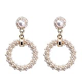 Forma / patrón: Redondo CUHAWUDBA Clásico Redondo Pendientes Colgantes Para Mujer Elegantes Pendientes de Perlas Simuladas Para Mujer Pendientes Gotas Pendientes Bohemios