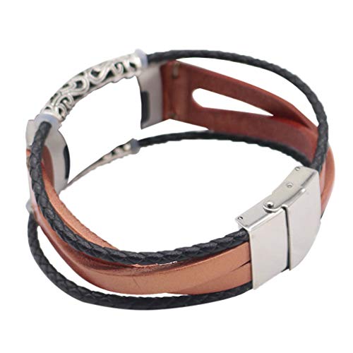 Preisvergleich Produktbild Fcostume Ersatz-Lederarmband Armband Für Fitbit Charge 3 (Rotgold)