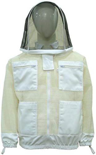 White Beekeeping 3 Layer safety Unisex White Fabric Mesh Beekeeping Jacket Bee Jacket Beekeeper Jacket Bee Veil Beekeeper Outfit Beekeeper Hat (Small)