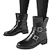 Produktbild Geili Damen Halbschaft Stiefeletten Gürtelschlaufe Keilabsatz Lederstiefel Frauen Vintage Übergrößen Halbhoche Martin Boots Rutschfest Biker Boots Chelsea Stiefel Freizeitschuhe 36-39