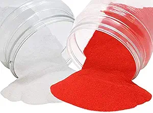 Quantum Retail Sugar Size Crystal/Quartz Silica Sand for Home and Garden Decor; Aquarium Substrate; Terrarium, Aquarium Decorative Sand ; Colour: Red + White (1 KG White Sand+ 1 KG Red Sand)