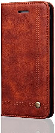 Vintage PU Leather Case for iPhone 5 / 5S / SE (4 Inch), DaGeLon Luxury Flip Retro Folio Fashion Cover for iPhone 5S Case Magnetic Closure and Card Holder Shell Shockproof Protective - Tan