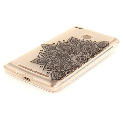 Qiaogle Tel  fono Caso - Funda de TPU silicona Carcasa Case Cover para Xiaomi Redmi 3s  5 0 Pulgadas  -  TX70   Negro Flor 