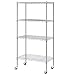 Produktbild SONGMICS Küchenregal mit 4 Ebenen, aus verchromtem Metall, Ablagen aus Drahtgitter, mit Rollen und Nivellierfüßen, Aufbewahrung für Zuhause, Büro, Garage, 60x123x35 cm (B/H/T), silbern LGR04C