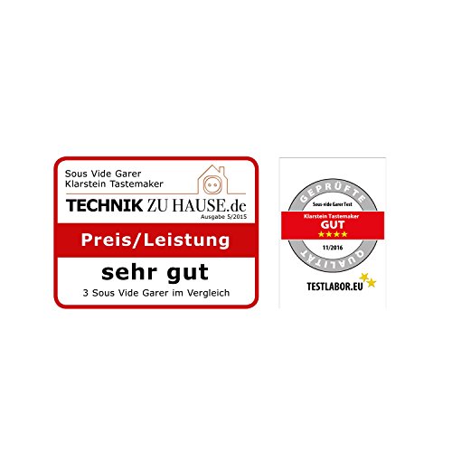 Klarstein Tastemaker Sous vide Garer Vakuum-Garer zum Niedrig-Temperatur garen (6 Liter Vakuumgarer, 550 W, Edelstahl, inkl. Grillrost und Gar-Einsatz) rot - 2