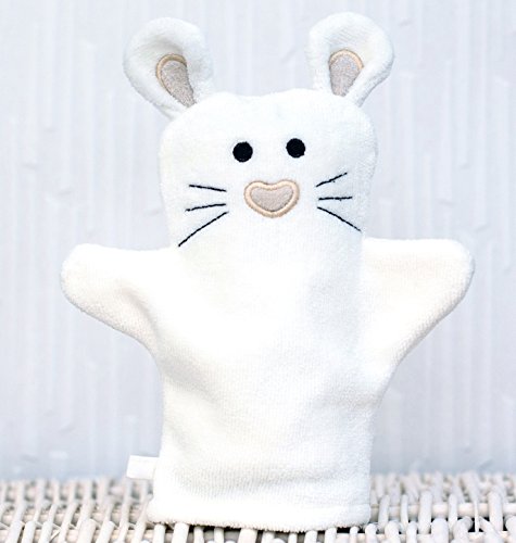 Bathing Bunnies Mouse Cotton Bath Mitt Cream White