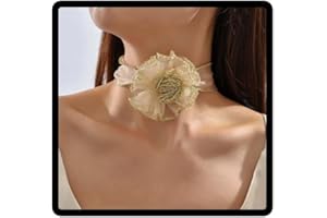 Cubahop Cena Francese Fiore Nero Choker Collane Esagerato Flocking Tessuto Collare Collana Gioielli per le Donne e le Ragazze (Oro)