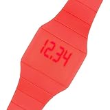 Taffstyle Armbanduhr Touchscreen Digitale Sportuhr Silikonuhr mit LED Damen Herren Digital Sport Silikon Uhr Rot