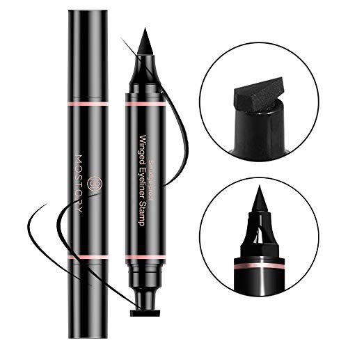 2 in 1 Eyeliner Stamp - Cat Eye Liquid Black Wing Pencil Long Lasting Waterproof Smudgeproof Natural Smooth Eye Liner Stencil 1 Pack