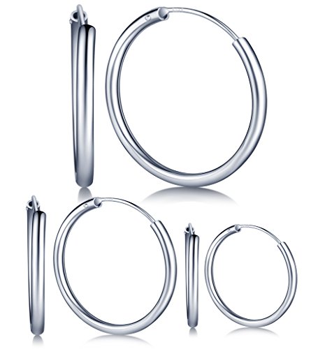 Unendlich U Elegant Simpel Damen Ohrringe 925 Sterling Silber Poliert Rund 30-50mm Creolen Ohrhänger Ohrschmuck(1/3 Paar)
